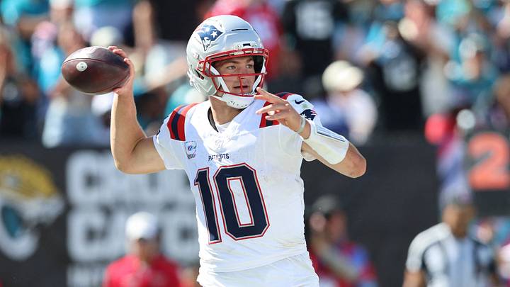 The New England Patriots and quarterback Drake Maye are underdogs in Week 4. The New England Patriots and quarterback Drake Maye are underdogs in Week 4.