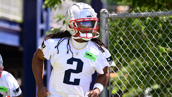 Jun 10, 2024; Foxborough, MA, USA; New England Patriots wide receiver K.J. Osborn (2) walks to the practice fields for minicamp at Gillette Stadium. Mandatory Credit: Eric Canha-Imagn Images Jun 10, 2024; Foxborough, MA, USA; New England Patriots wide receiver K.J. Osborn (2) walks to the practice fields for minicamp at Gillette Stadium. Mandatory Credit: Eric Canha-Imagn Images