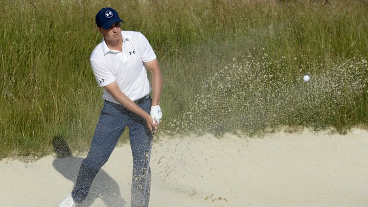 Jordan Spieth hits a shot during the U.S. Open at Oakmont Country Club