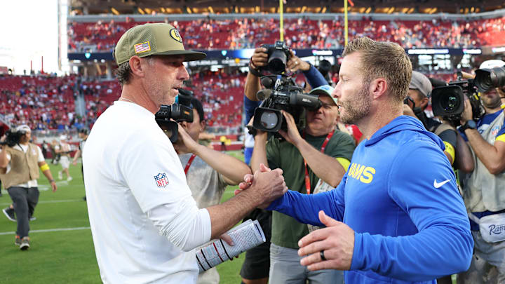Los Angeles Rams head coach Sean McVay (R) and San Francisco 49ers head coach Kyle Shanahan (L)