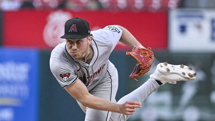 Apr 22, 2024; St. Louis, Missouri, USA;  Arizona Diamondbacks starting pitcher Brandon Pfaadt (32)