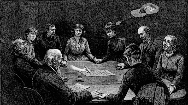 An Evening Seance Newspaper Illustration.