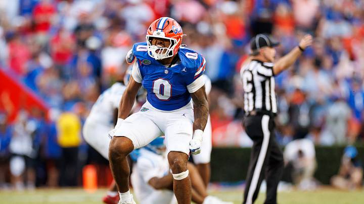 Sep 26, 2026; Gainesville, Florida, USA; Florida Gators jack Jayden Woods (0) celebrates a sack against the Mississippi Rebels during the second half at Ben Hill Griffin Stadium. Mandatory Credit: Matt Pendleton-Imagn Images Sep 26, 2026; Gainesville, Florida, USA; Florida Gators jack Jayden Woods (0) celebrates a sack against the Mississippi Rebels during the second half at Ben Hill Griffin Stadium. Mandatory Credit: Matt Pendleton-Imagn Images