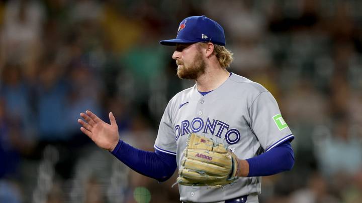Sep 8, 2026; West Sacramento, California, USA;  Toronto Blue Jays pitcher Spencer Miles (62) reacts after saving the game against the Athletics at Sutter Health Park.  Mandatory Credit: Dennis Lee-Imagn Images