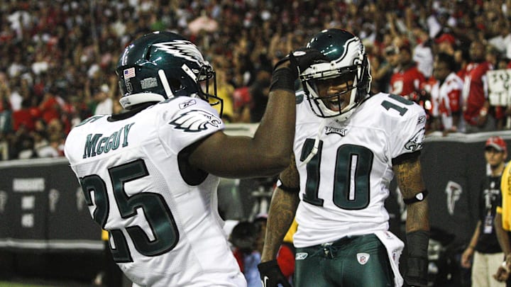 September 18, 2011; Atlanta, GA, USA; Philadelphia Eagles running back LeSean McCoy (25) celebrates