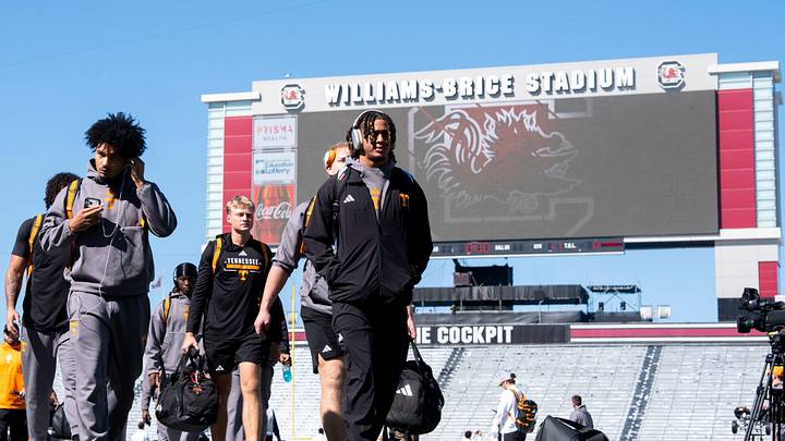 Tennessee arrives to the stadium before a college football game between Tennessee and South Carolina at Williams-Brice Stadium in Columbia, S.C., on Oct. 24, 2026. Tennessee arrives to the stadium before a college football game between Tennessee and South Carolina at Williams-Brice Stadium in Columbia, S.C., on Oct. 24, 2026.