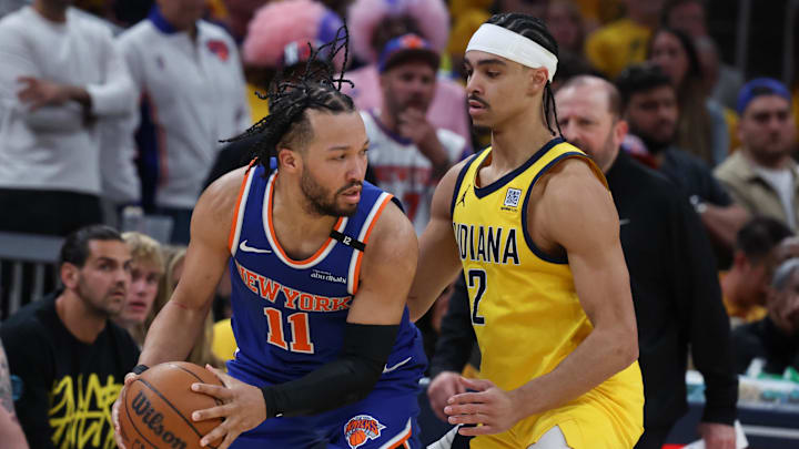 Indiana Pacers guard Andrew Nembhard defends against New York Knicks guard Jalen Brunson. Mandatory Credit: Trevor Ruszkowski-Imagn Images Indiana Pacers guard Andrew Nembhard defends against New York Knicks guard Jalen Brunson. Mandatory Credit: Trevor Ruszkowski-Imagn Images