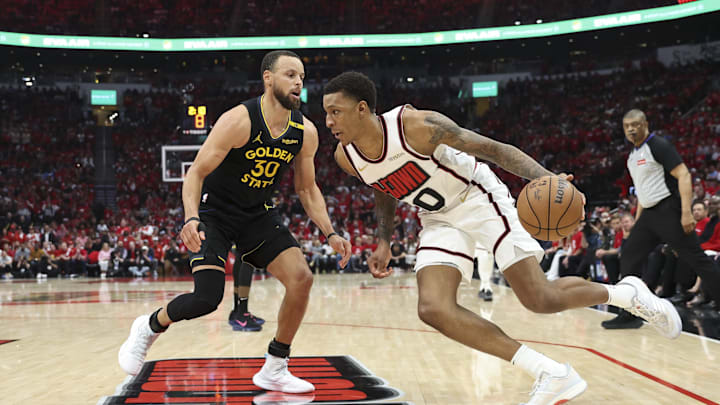 May 4, 2025; Houston, Texas, USA; Houston Rockets forward Jabari Smith Jr. (10) dribbles the ball as Golden State Warriors guard Stephen Curry (30) defends during the third quarter of game seven of the first round for the 2025 NBA Playoffs at Toyota Center. Mandatory Credit: Troy Taormina-Imagn Images May 4, 2025; Houston, Texas, USA; Houston Rockets forward Jabari Smith Jr. (10) dribbles the ball as Golden State Warriors guard Stephen Curry (30) defends during the third quarter of game seven of the first round for the 2025 NBA Playoffs at Toyota Center. Mandatory Credit: Troy Taormina-Imagn Images