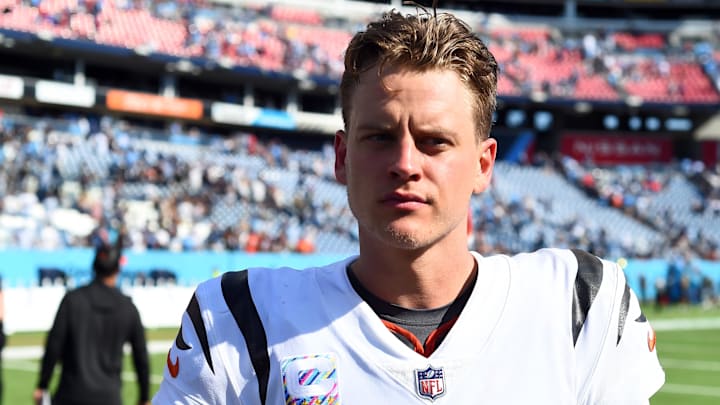 Oct 1, 2023; Nashville, Tennessee, USA; Cincinnati Bengals quarterback Joe Burrow (9) after a loss