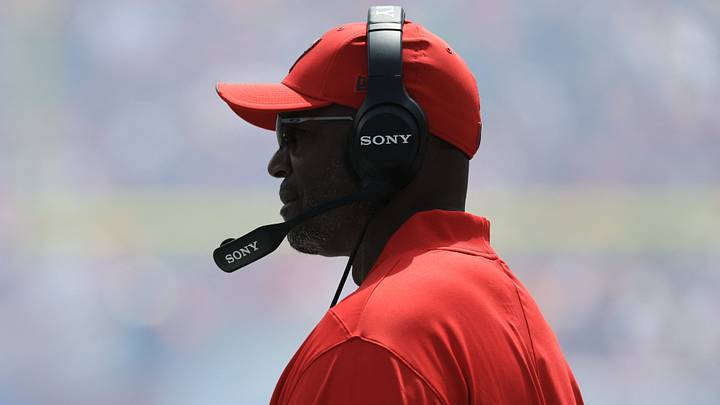 Sep 20, 2026; Tampa, Florida, USA; Tampa Bay Buccaneers head coach Todd Bowles looks on during the during the first quarter against the Cleveland Browns at Raymond James Stadium. Mandatory Credit: Kim Klement Neitzel-Imagn Images Sep 20, 2026; Tampa, Florida, USA; Tampa Bay Buccaneers head coach Todd Bowles looks on during the during the first quarter against the Cleveland Browns at Raymond James Stadium. Mandatory Credit: Kim Klement Neitzel-Imagn Images