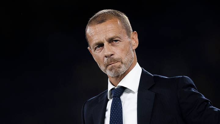 Aleksander Ceferin, president of UEFA, looks on during the Aleksander Ceferin, president of UEFA, looks on during the