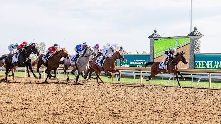 La Cara ridden by jockey Dylan Davis won the $600,000 Central Bank Ashland Stakes Monday afternoon at Keeneland race track in Lexington, Kentucky. April 7, 2025