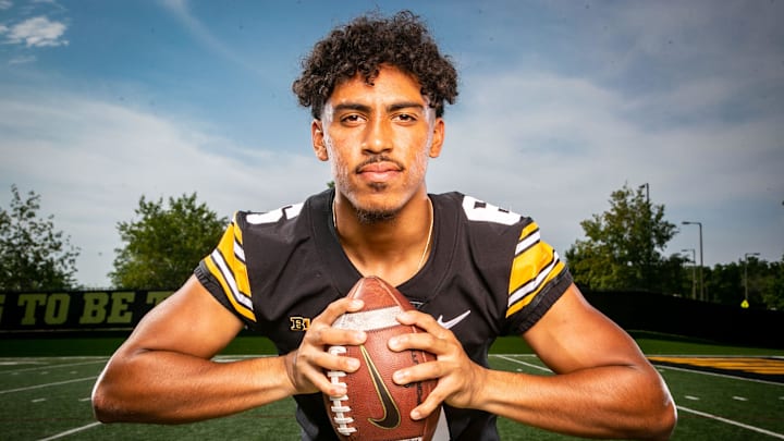 TJ Hall stands for a photo during Hawkeye football media day in Iowa City, Friday, Aug. 12, 2022. 