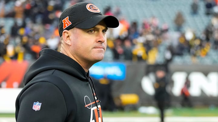 Cincinnati Bengals head coach Zac Taylor walks for the locker room after the fourth quarter of the NFL Week 13 game between the Cincinnati Bengals and the Pittsburgh Steelers at Paycor Stadium in downtown Cincinnati on Sunday, Dec. 1, 2024. The Steelers won 44-38. Cincinnati Bengals head coach Zac Taylor walks for the locker room after the fourth quarter of the NFL Week 13 game between the Cincinnati Bengals and the Pittsburgh Steelers at Paycor Stadium in downtown Cincinnati on Sunday, Dec. 1, 2024. The Steelers won 44-38.
