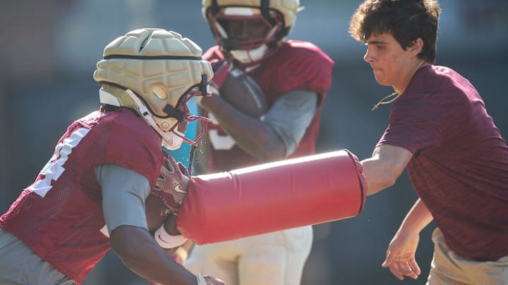 The Florida State Seminoles football team practice for the upcoming season Thursday, April 9, 2026. The Florida State Seminoles football team practice for the upcoming season Thursday, April 9, 2026.