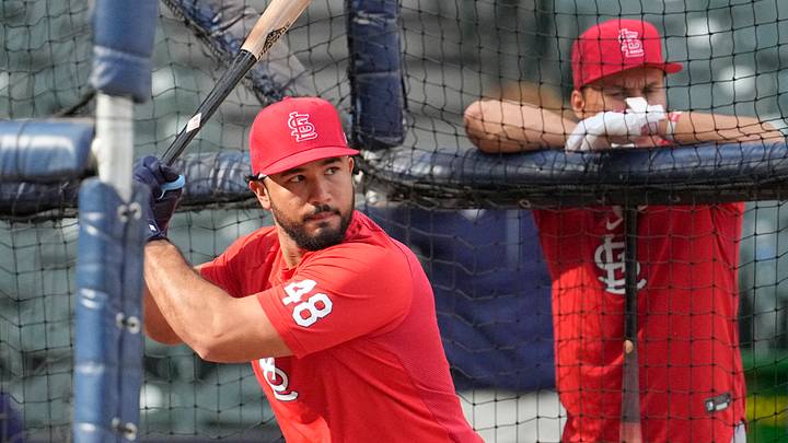 May 26, 2026; Milwaukee, Wisconsin, USA; St. Louis Cardinals designated hitter Iván Herrera (48) participates in batting practice before a game against the Milwaukee Brewers at American Family Field. Mandatory Credit: Michael McLoone-Imagn Images