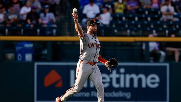 May 30, 2026; Denver, Colorado, USA; San Francisco Giants left fielder Casey Schmitt (10) fields the ball in the first inning against the Colorado Rockies at Coors Field. Mandatory Credit: Isaiah J. Downing-Imagn Images May 30, 2026; Denver, Colorado, USA; San Francisco Giants left fielder Casey Schmitt (10) fields the ball in the first inning against the Colorado Rockies at Coors Field. Mandatory Credit: Isaiah J. Downing-Imagn Images