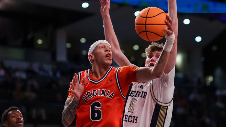 Feb 18, 2026; Atlanta, Georgia, USA; Virginia Cavaliers guard Jacari White (6) shoots against the Georgia Tech Yellow Jackets in the first half at McCamish Pavilion. Mandatory Credit: Brett Davis-Imagn Images Feb 18, 2026; Atlanta, Georgia, USA; Virginia Cavaliers guard Jacari White (6) shoots against the Georgia Tech Yellow Jackets in the first half at McCamish Pavilion. Mandatory Credit: Brett Davis-Imagn Images