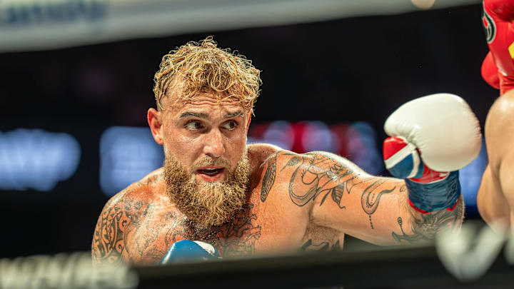 Jake Paul is closing in to strike Julio Chavez Jr.'s face at the Honda Center in Anaheim California on June 29th, 2025.