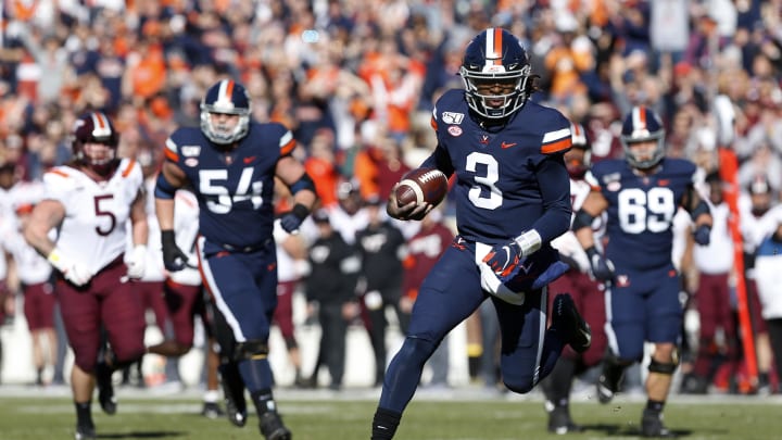 Bryce Perkins led the Virginia Cavaliers to one of the greatest victories in UVA football history, taking down Virginia Tech in 2019. Bryce Perkins led the Virginia Cavaliers to one of the greatest victories in UVA football history, taking down Virginia Tech in 2019.
