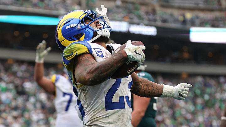 Oct 4, 2026; Philadelphia, Pennsylvania, USA; Los Angeles Rams running back Kyren Williams (23) celebrates after scoring a touchdown against the Philadelphia Eagles during the second half at Lincoln Financial Field. Mandatory Credit: Bill Streicher-Imagn Images Oct 4, 2026; Philadelphia, Pennsylvania, USA; Los Angeles Rams running back Kyren Williams (23) celebrates after scoring a touchdown against the Philadelphia Eagles during the second half at Lincoln Financial Field. Mandatory Credit: Bill Streicher-Imagn Images