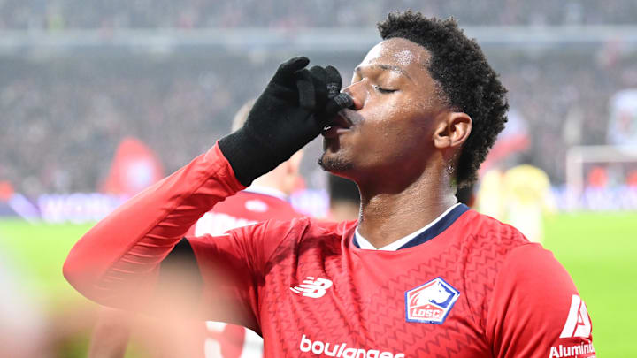 Jonathan David celebrates his goal against Juventus in the Champions Leagie