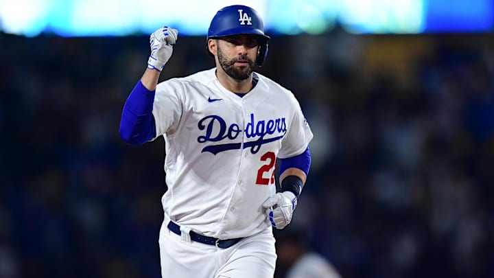 Sep 21, 2023; Los Angeles, California, USA; Los Angeles Dodgers designated hitter J.D. Martinez (28)