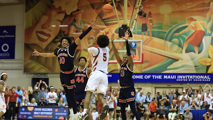 Curtis Jones puts up a shot vs. Aubun during action at the Maui Invitational earlier this week.