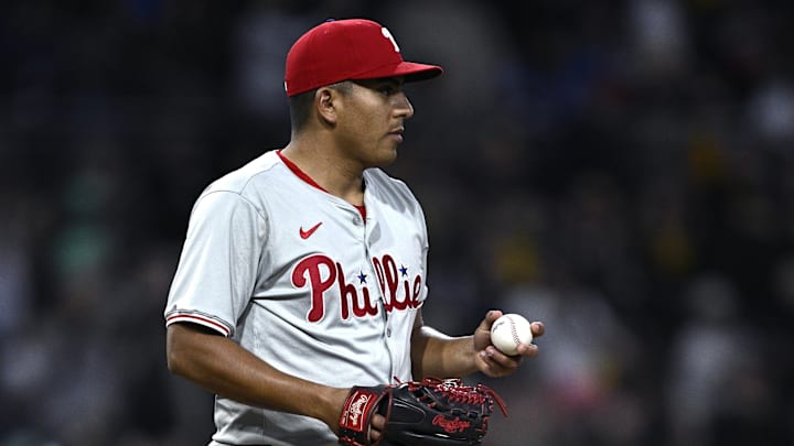 Apr 27, 2024; San Diego, California, USA; Philadelphia Phillies starting pitcher Ranger Suarez (55)