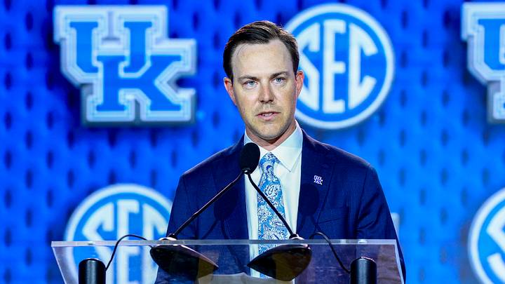 Jul 20, 2026; Tampa, FL, USA; Kentucky Wildcats head coach Will Stein speaks to the press during SEC Football Kickoff Media Day at the Tampa Marriott. Mandatory Credit: Nathan Ray Seebeck-Imagn Images Jul 20, 2026; Tampa, FL, USA; Kentucky Wildcats head coach Will Stein speaks to the press during SEC Football Kickoff Media Day at the Tampa Marriott. Mandatory Credit: Nathan Ray Seebeck-Imagn Images