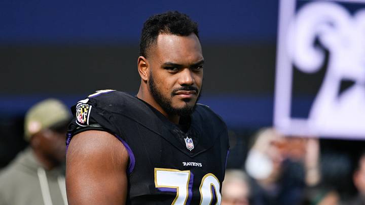 Oct 26, 2025; Baltimore, Maryland, USA; Baltimore Ravens offensive tackle Ronnie Stanley (79) looks on during warm ups before the game against the Chicago Bears at M&T Bank Stadium. Mandatory Credit: Tommy Gilligan-Imagn Images Oct 26, 2025; Baltimore, Maryland, USA; Baltimore Ravens offensive tackle Ronnie Stanley (79) looks on during warm ups before the game against the Chicago Bears at M&T Bank Stadium. Mandatory Credit: Tommy Gilligan-Imagn Images