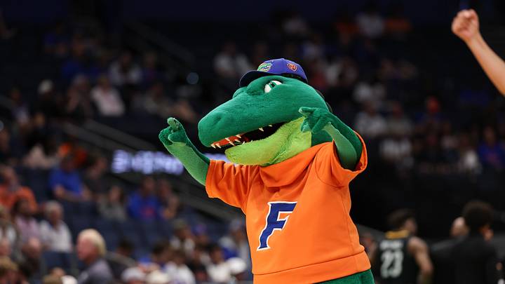 Mar 20, 2026; Tampa, FL, USA; Florida Gators mascot Albert reacts in the second half against the Prairie View A&M Panthers during a first round game of the men's 2026 NCAA Tournament at Benchmark International Arena. Mandatory Credit: Matt Pendleton-Imagn Images Mar 20, 2026; Tampa, FL, USA; Florida Gators mascot Albert reacts in the second half against the Prairie View A&M Panthers during a first round game of the men's 2026 NCAA Tournament at Benchmark International Arena. Mandatory Credit: Matt Pendleton-Imagn Images