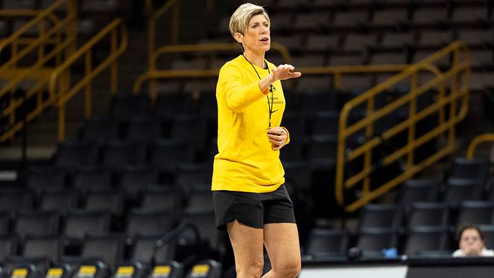 Iowa coach Jan Jensen speaks to her team Oct. 13, 2026 during an Iowa women’s basketball practice at Carver-Hawkeye Arena in Iowa City, Iowa. Iowa coach Jan Jensen speaks to her team Oct. 13, 2026 during an Iowa women’s basketball practice at Carver-Hawkeye Arena in Iowa City, Iowa.