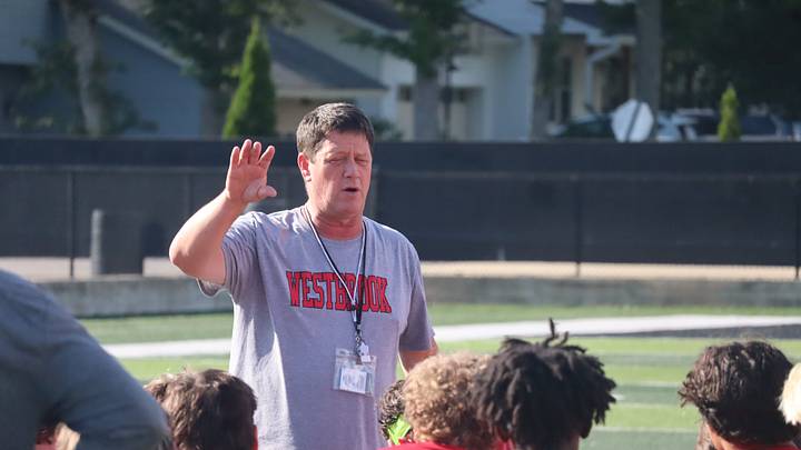Westbrook Christian football goes through fall practice at the school in Rainbow City, Alabama on Tuesday, August 4, 2026. (Maxwell Donaldson, The Gadsden Times)