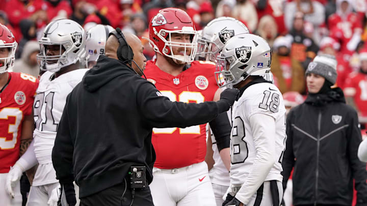 Dec 25, 2023; Kansas City, Missouri, USA; Las Vegas Raiders interim head coach Antonio Pierce