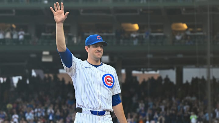Kyle Hendricks waves goodbye to Cubs fans after his final start with the team - Cincinnati Reds v Chicago Cubs 2024