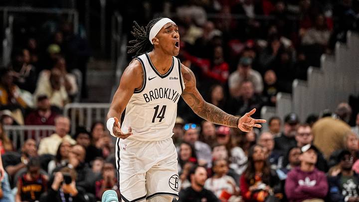 Feb 22, 2026; Atlanta, Georgia, USA; Brooklyn Nets guard Terance Mann (14) reacts after a basket against the Atlanta Hawks during the second half at State Farm Arena. Mandatory Credit: Dale Zanine-Imagn Images Feb 22, 2026; Atlanta, Georgia, USA; Brooklyn Nets guard Terance Mann (14) reacts after a basket against the Atlanta Hawks during the second half at State Farm Arena. Mandatory Credit: Dale Zanine-Imagn Images