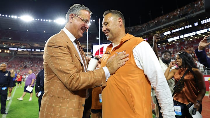 Steve Sarkisian, Chris Del Conte, Texas v Alabama Steve Sarkisian, Chris Del Conte, Texas v Alabama