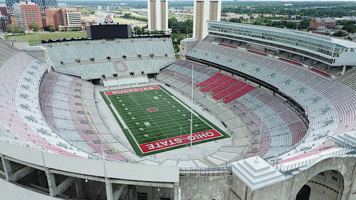 Ohio Stadium, also known as the Horseshoe, the Shoe, and the House That Harley Built, is on the campus of The Ohio State University.  Photographed Tuesday, June 16, 2020.  (Doral Chenoweth/Columbus Dispatch)