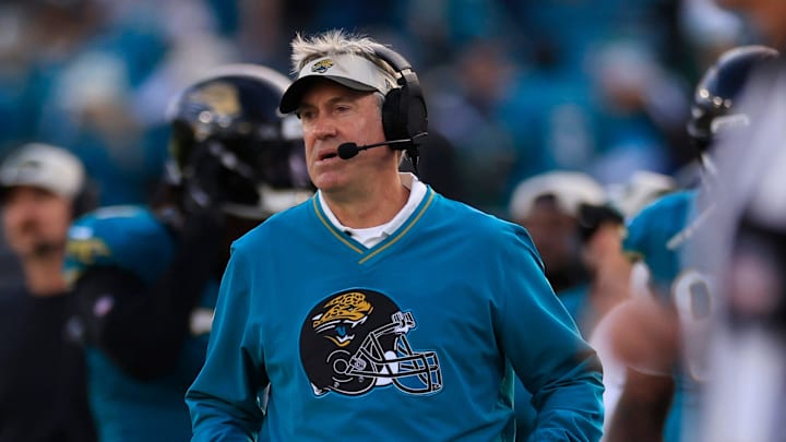 Jacksonville Jaguars head coach Doug Pederson looks on after an interception sealed the game for the New York Jets during the fourth quarter Sunday, Dec. 15, 2024 at EverBank Stadium in Jacksonville, Fla. The Jets held off the Jaguars 32-25. [Corey Perrine/Florida Times-Union]