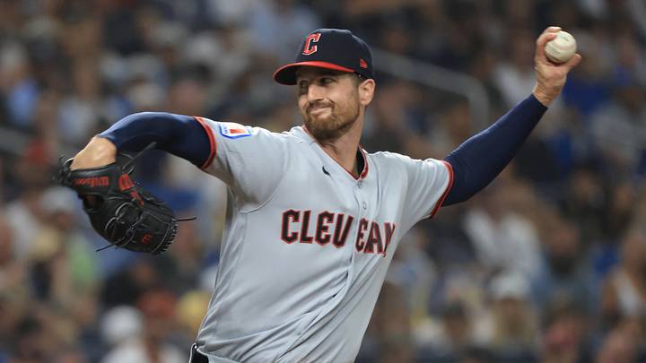 Oct 12, 2026; St. Petersburg, Florida, USA;  Cleveland Guardians pitcher Foster Griffin (22) throws a pitch against the Tampa Bay Rays in the first inning in game one of the ALCS for the 2026 MLB Playoffs at Tropicana Field.  Mandatory Credit: Kim Klement Neitzel-Imagn Images