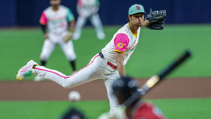 Sep 26, 2025; San Diego, California, USA; San Diego Padres starting pitcher Yu Darvish (11) throws a pitch during the first inning Arizona Diamondbacks at Petco Park. Mandatory Credit: David Frerker-Imagn Images