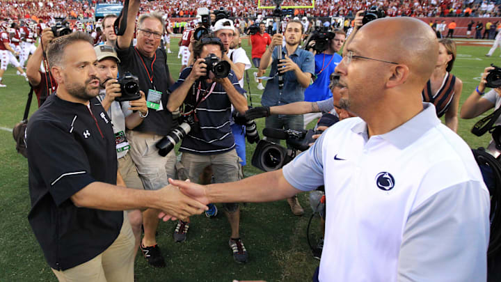 Matt Rhule and Penn State coach James Franklin met in 2015 when Rhule was at Temple.