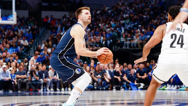 Oct 27, 2023; Dallas, Texas, USA; Dallas Mavericks guard Luka Doncic (77)