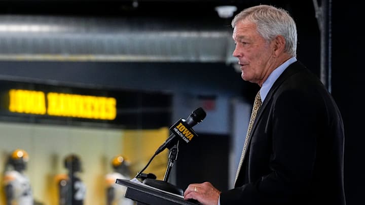Iowa football head coach Kirk Ferentz gives updates on the team during media day Aug. 8, 2025 in Iowa City, Iowa. Iowa football head coach Kirk Ferentz gives updates on the team during media day Aug. 8, 2025 in Iowa City, Iowa.