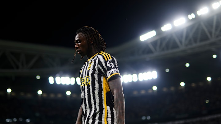 Moise Kean of Juventus FC looks on during the Serie A...