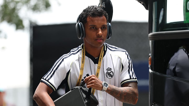 [Subscription Customers Only] Jun 18, 2025; Miami Gardens, Florida, USA; Real Madrid CF forward Rodrygo (11) arrives during a group stage match of the 2025 FIFA Club World Cup at Hard Rock Stadium. Mandatory Credit: Hannah Mckay-Reuters via Imagn Images