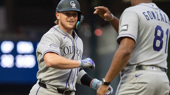 Colorado Rockies designated hitter Hunter Goodman. Colorado Rockies designated hitter Hunter Goodman.