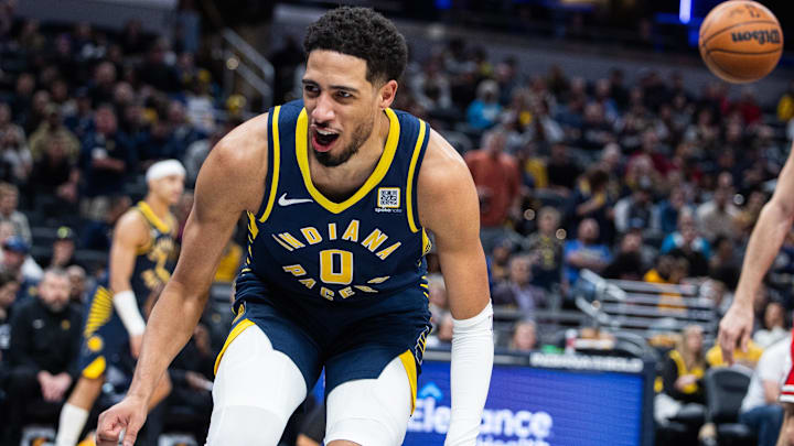 Tyrese Haliburton celebrates a basket