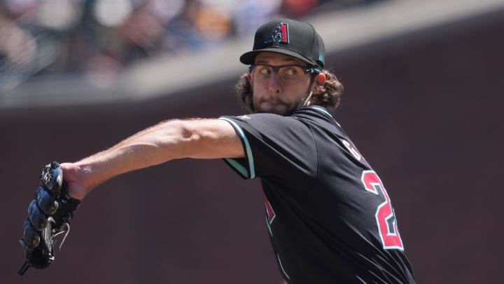 Apr 20, 2024; San Francisco, California, USA; Arizona Diamondbacks starting pitcher Zac Gallen (23) Apr 20, 2024; San Francisco, California, USA; Arizona Diamondbacks starting pitcher Zac Gallen (23)
